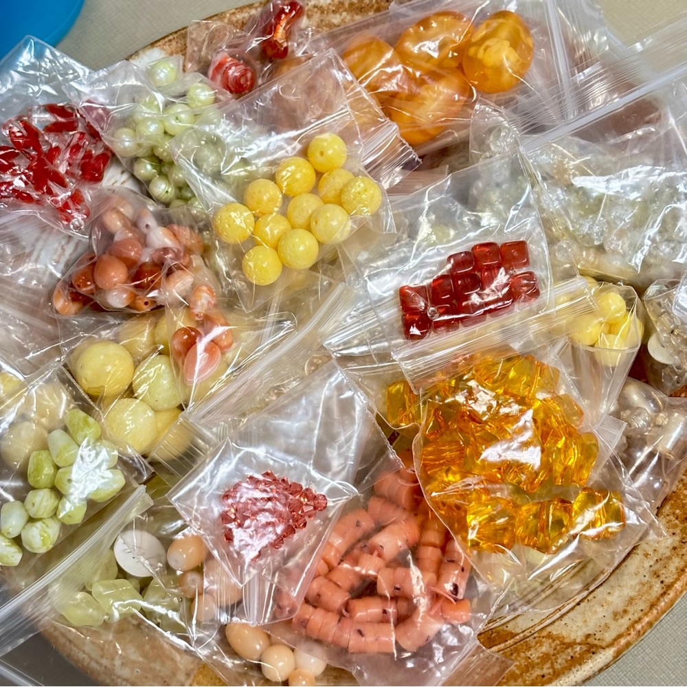Assorted Beads in Various Colors-Beautiful Yellows, Corals and Oranges.